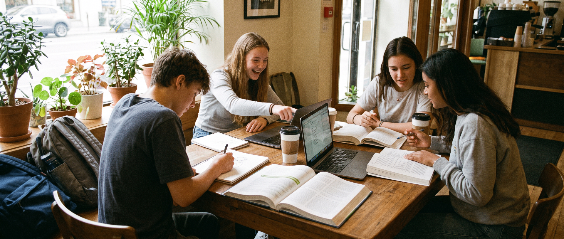 Teens estudiando juntos