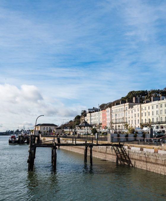 Waterfront of Cobh on a sunny morning. Cobh is a picturesque irish town near Cork, Ireland